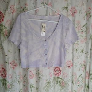 Aeropostale Tie Dye Cropped Snap Shirt